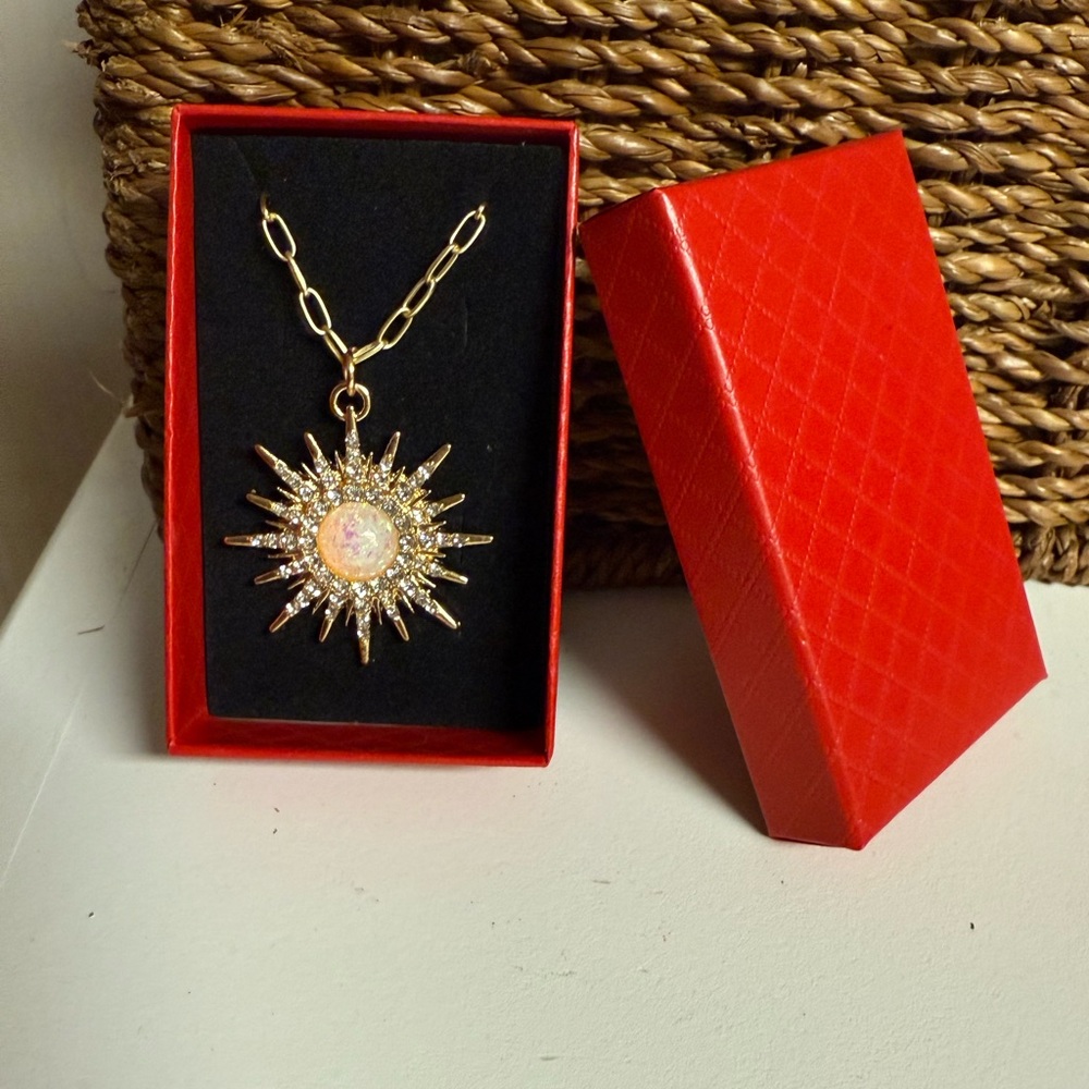 Gold Sunburst Pendant Necklace